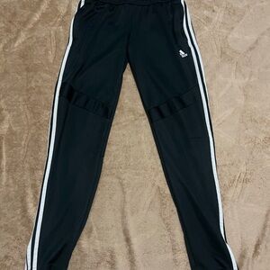 Adidas Black Joggers with White Stripes